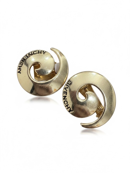 Givenchy Jewelry - Vintage Givenchy Gold Tone Spiral Swirl Clip-On Earrings Signed Paris NY